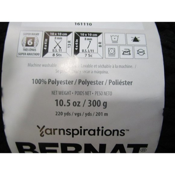 Bernat Yarnspirations Blanket 10.5 oz  220 yds Coal 161110 New - Picture 4 of 8